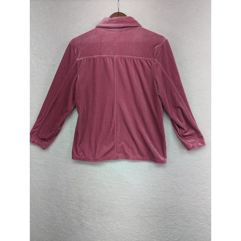 Y2K Partners Women's Pink Velvet Sleepwear Pearl Snap Top XL - Picture 2 of 6